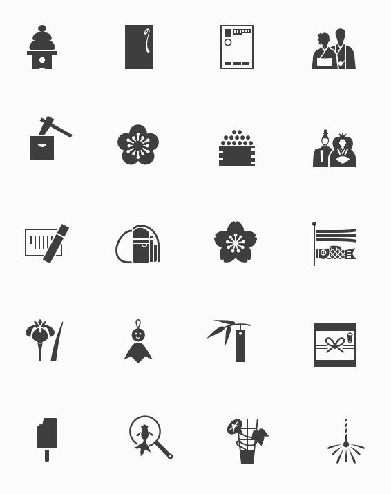 和風のアイコン100個セット アイコンクリップ