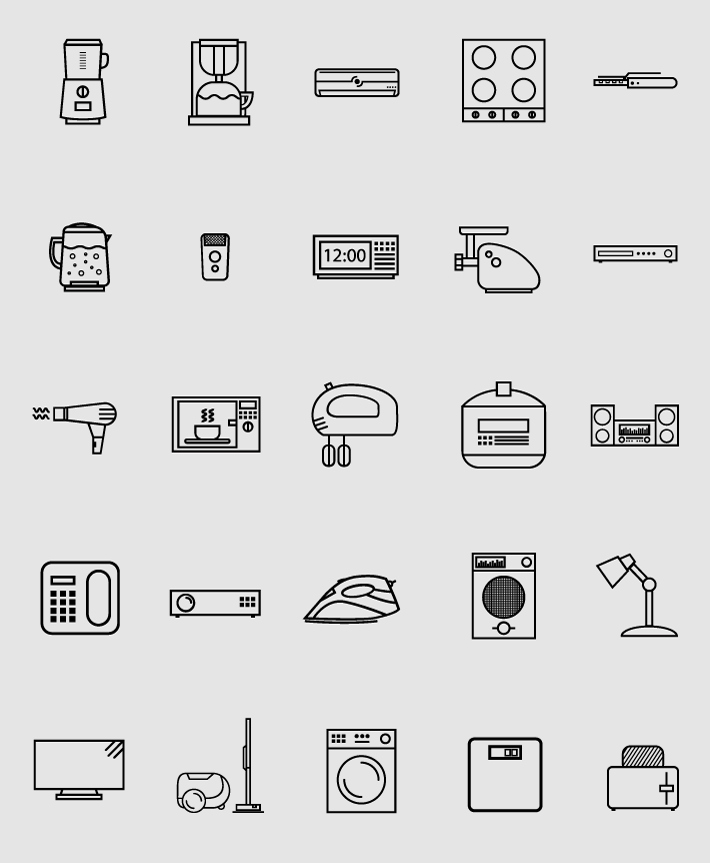25 free vector consumer electronics icons