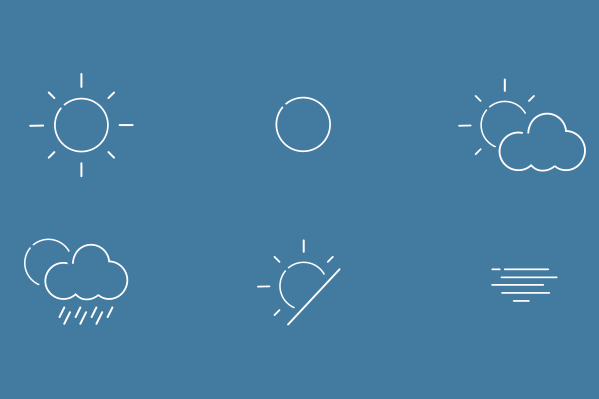 晴れマークや晴れ時々曇りマークなど天気のアイコンセット