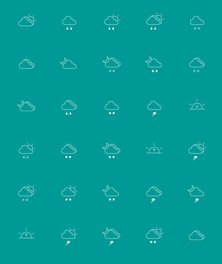 雷、雪など天気のアイコン